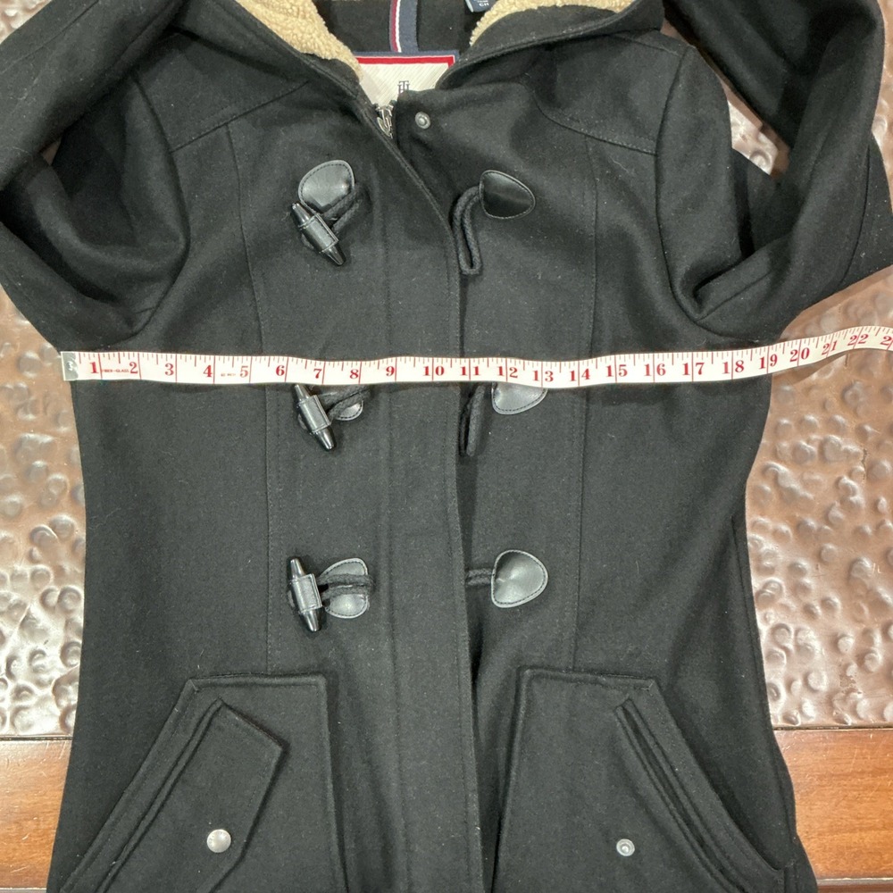 Tommy Hilfiger Wool Blend Duffle Coat, Toggle Buttons, Hood, Black, Small - Picture 13 of 14